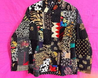 Handmade Patchwork Cotton Quilted Jacket, Reversible Boho Coat - Etsy