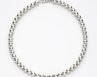 Sterling Silver Beaded Choker: Dainty Minimalist Layering Necklace