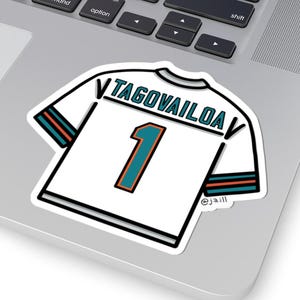 Tua Tagovailoa Miami Dolphins Football Away Jersey Sticker