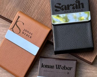 Personalisiertes Kartenetui aus PU-Leder – Visitenkartenhalter mit Wunschdesign & Initialen | Stilvolles Business Accessoire