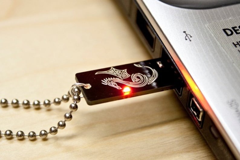 Dragon USB Circuit Board Necklace in Black Ball Chain Lights Up image 5