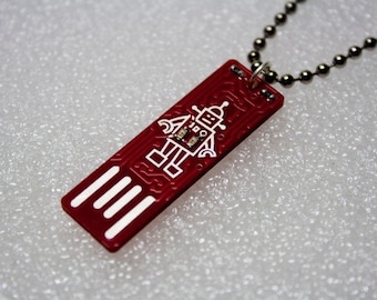 Collana con circuito USB a forma di robot e catena a sfere - si illumina