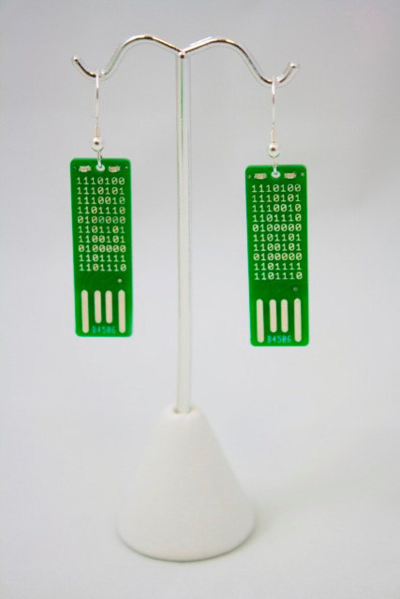 Secret Code USB Circuit Board Earrings LIGHTS UP image 1