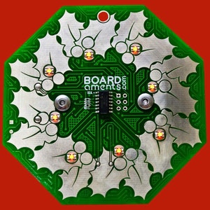 Wreath Circuit Board Ornament - Interactive