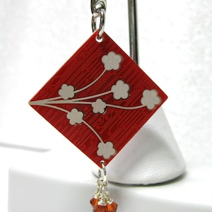 Circuit Board Keychain with Cherry Blossoms and Heart image 2