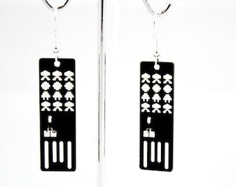 Space Invasion USB Circuit Board Earrings in Black- Light Up