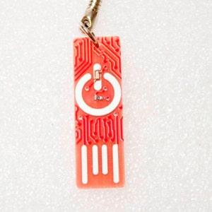 Circuit Board Keychain with Power Symbol - lights up