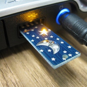 Moon and Stars USB Circuit Board Magnet in Blue LIGHTS UP image 5