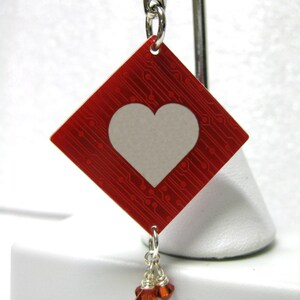 Circuit Board Keychain with Cherry Blossoms and Heart image 3