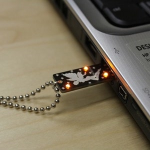 FairyUSB Circuit Board Keychain in Black Lights Up image 3