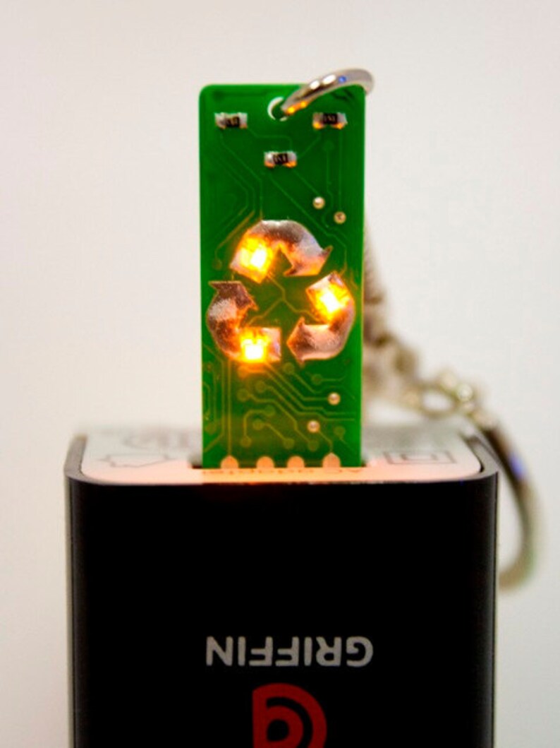 Recycle USB Circuit Board Keychain Lights Up image 3
