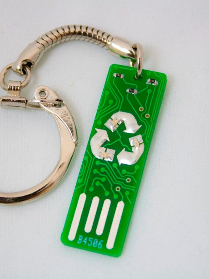 Recycle USB Circuit Board Keychain Lights Up image 1