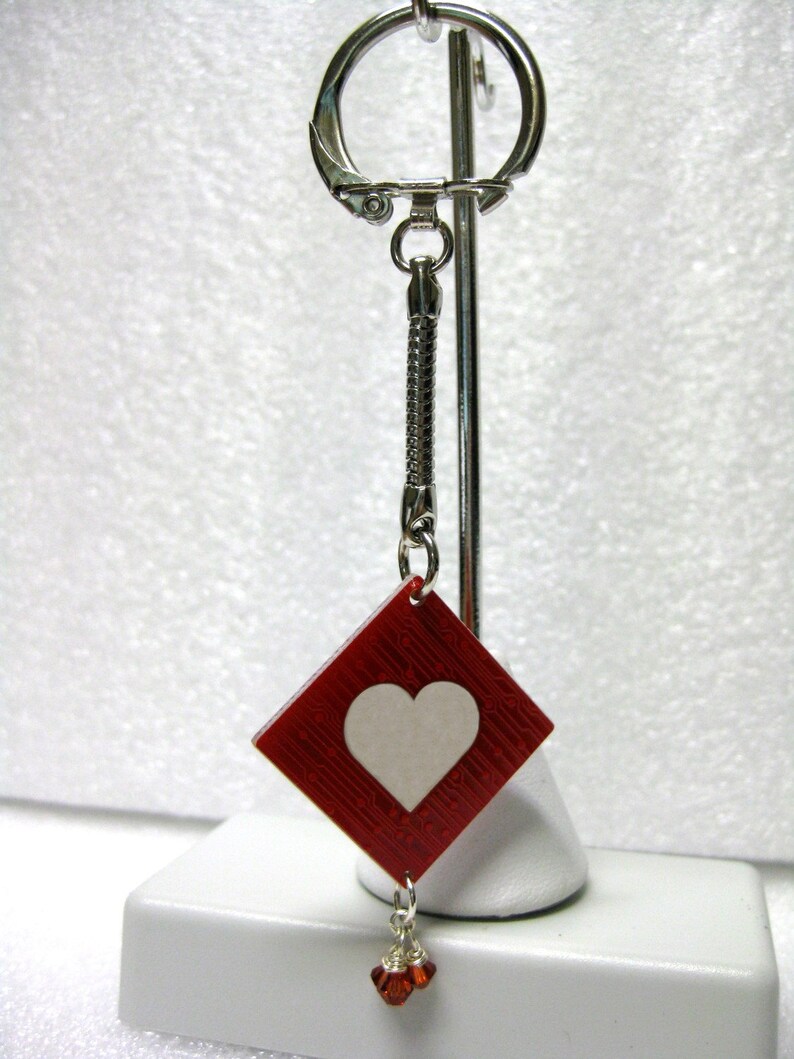 Circuit Board Keychain with Cherry Blossoms and Heart image 4