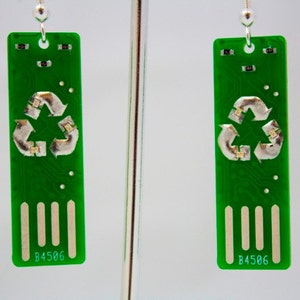 Recycle USB Circuit Board Earrings - LIGHTS UP