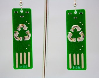 Recycle USB Circuit Board Earrings - LIGHTS UP