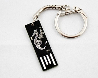 Dragon USB Circuit Board Keychain in Black - Lights Up