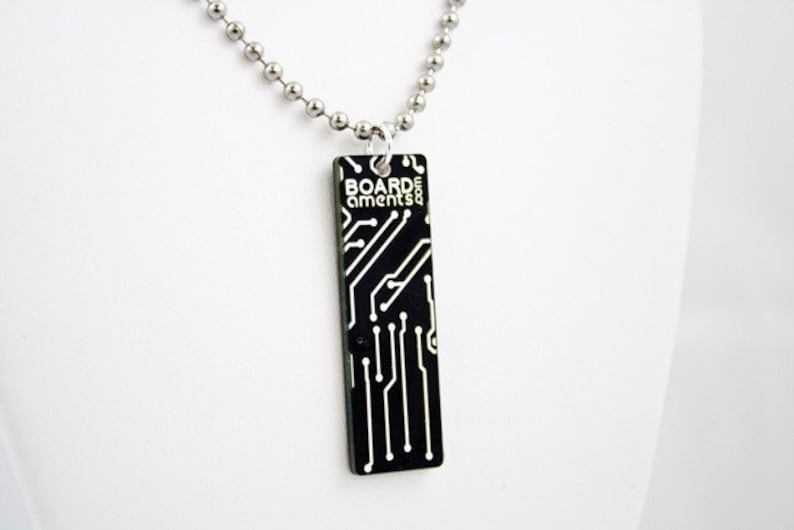 Dragon USB Circuit Board Necklace in Black Ball Chain Lights Up image 3