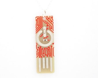 Power Symbol USB Circuit Board with Silver Necklace  - Lights up