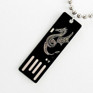 Dragon USB Circuit Board Necklace in Black (Ball Chain) - Lights Up