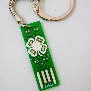 Four Leaf Clover USB Circuit Board Keychain - LIGHTS UP