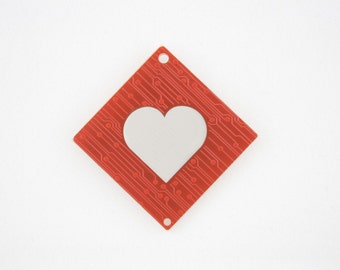 Circuit Board Magnet with Cherry Blossoms and Heart