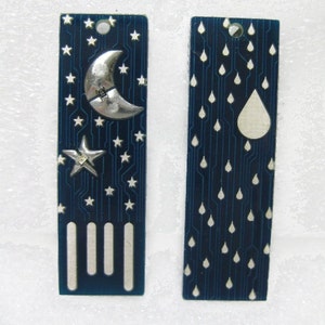 Moon and Stars USB Circuit Board Magnet in Blue LIGHTS UP image 1