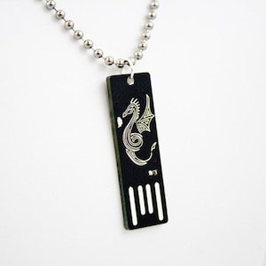 Dragon USB Circuit Board Necklace in Black Ball Chain Lights Up image 2