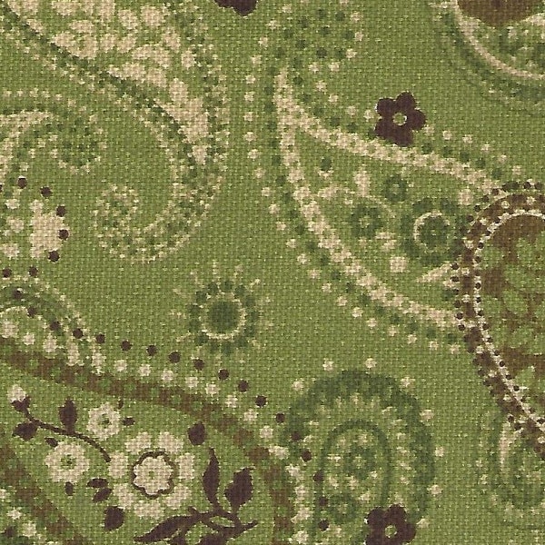 100% Cotton Paisley Green Home Dec Fabric Sold By The Yard