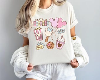 Comfort Colors® Disney Snacks Shirt, Mickey Mouse Treat Tee, Magical Theme Park Food Shirt, Cute Pink Disney Outfit