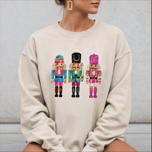 Glitter effect Nutcracker Christmas Sweatshirt: Holiday Party Hoodie