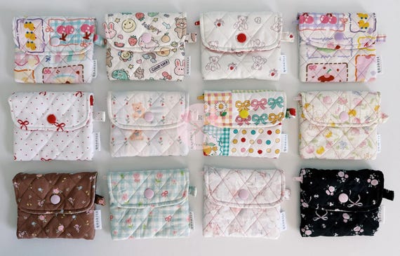 Quilted Zipper Wallet: Handmade Fabric Mini Pouch with Keychain