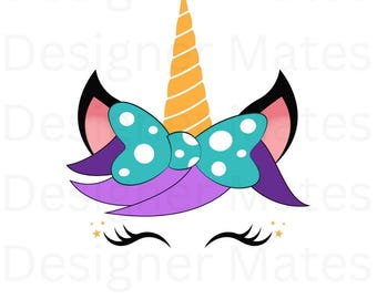 Enhörnings ansikte SVG PNG, enhörningshuvud Clipart, Cricut Cut-fil, utskrivbar digital nedladdning