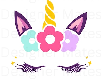 Söt enhörning SVG-paket, Clipart-grafik (digital nedladdning)
