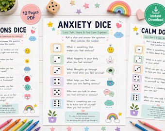 Printable Dice Games for Kids SEL Bundle | Emotions Mindfulness Worksheets | Counselor Homeschool | Instant Download