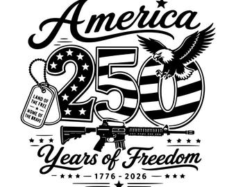 Amerika 250 Militär SVG PNG, Patriotisk Hundtaggar Design, 1776 2026 Frihetsklippfil