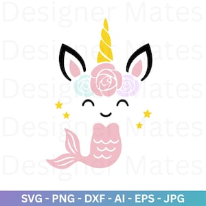 Unicorn SVG, Unicorn png, Unicorn head Svg, Unicorn Clip Art, Unicorn Face SVG, Cute Unicorn SVG, Mermaid Svg, Mermaid Unicorn svg