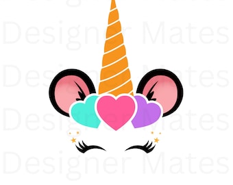 Söt enhörningsansikte SVG-paket, clipart (digital nedladdning)