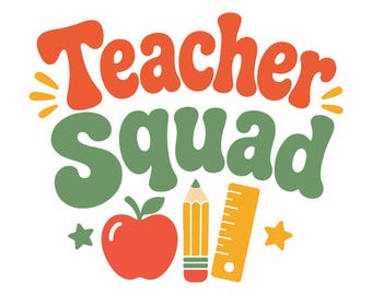 Teacher Squad SVG, Groovy Apple Pencil Back to School Teacher Team Shirt