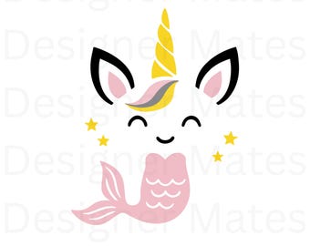 Cute Unicorn Mermaid SVG Bundle, Clip Art for Cricut Silhouette (Digital Download)