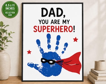 Pappa, du är min superhjälte, utskrivbart pyssel, fars dag-present till barn, direkt nedladdning