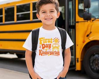 Första dagen i förskolan SVG, Tillbaka till skolan T-shirtdesign, Groovy skolbuss