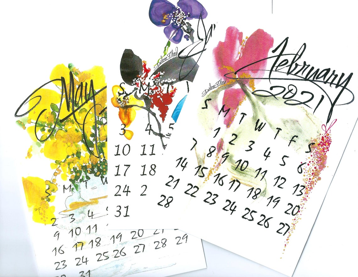 5 x 7 CALENDAR 2021.....Fresh FLowers Each Month...FREE Etsy