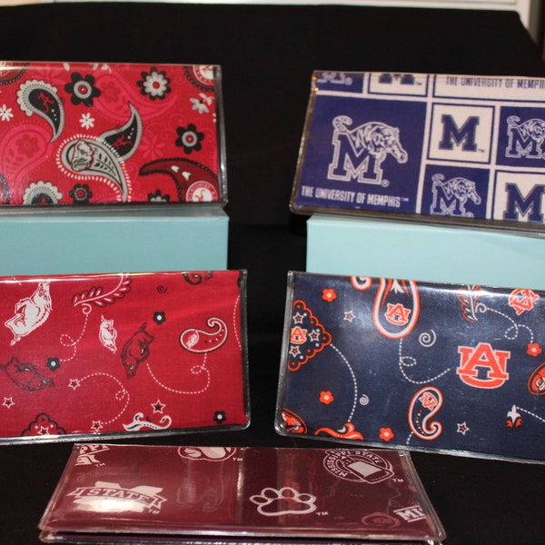 University Checkbook Covers Memphis-Alabama-Auburn-Miss St-Arkansas *shipping included*