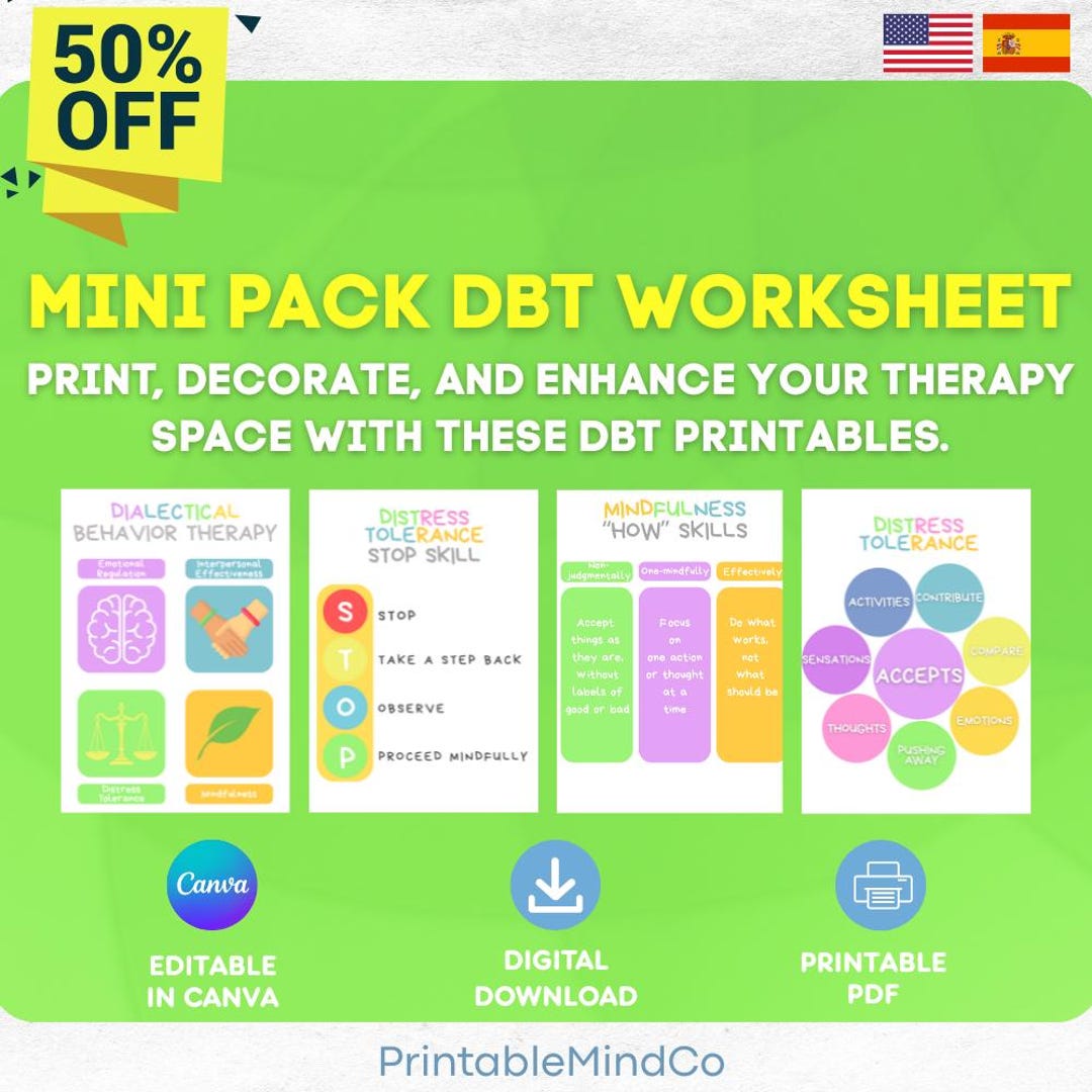 DBT MINI PACK, Dbt Skills, Dbt Workbook, Therapy Worksheet, Counseling ...