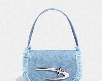 ハーフムーンバッグ y2k バッグ y2k leather studs one shoulder bag 