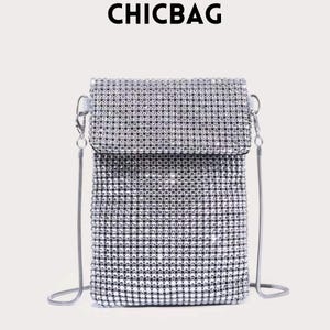 Glam Rhinestone Crossbody Evening Bag – Elegant Mini Purse With Sparkle Mesh Design, Perfect For Parties, Weddings, and Holiday Looks