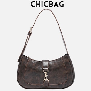 Vintage Crescent Faux Leather Shoulder Bag: Retro Chic Purse