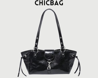 Y2K Gothic Punk Shoulder Bag for Women – Rivet Buckle Hobo Bag