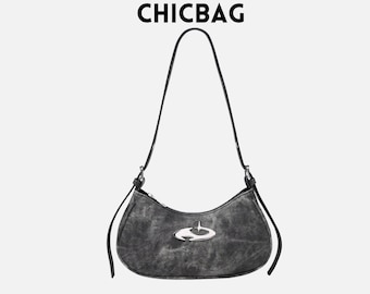 Bolso de hombro metálico punk: bolso bandolera estilo grunge rock