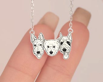Huisdier gezicht gegraveerde ketting, aangepaste hond kat portret ontwerp ketting, huisdierliefhebbers herdenkingscadeau voor huisdier moeder, huisdier verlies gedenkteken sieraden cadeau